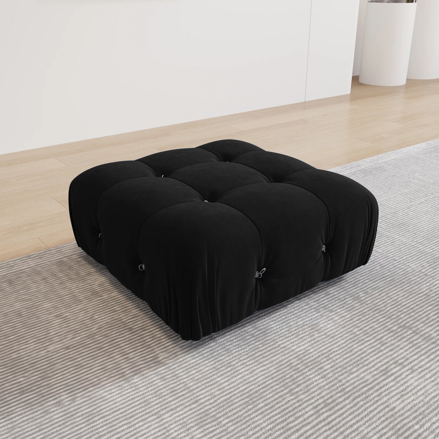 Minimalist Sectional Sofa for Living Room Black Velvet Fabric Modular Couches with Ottomans Comfortable Lounge Couch Sofas Sets