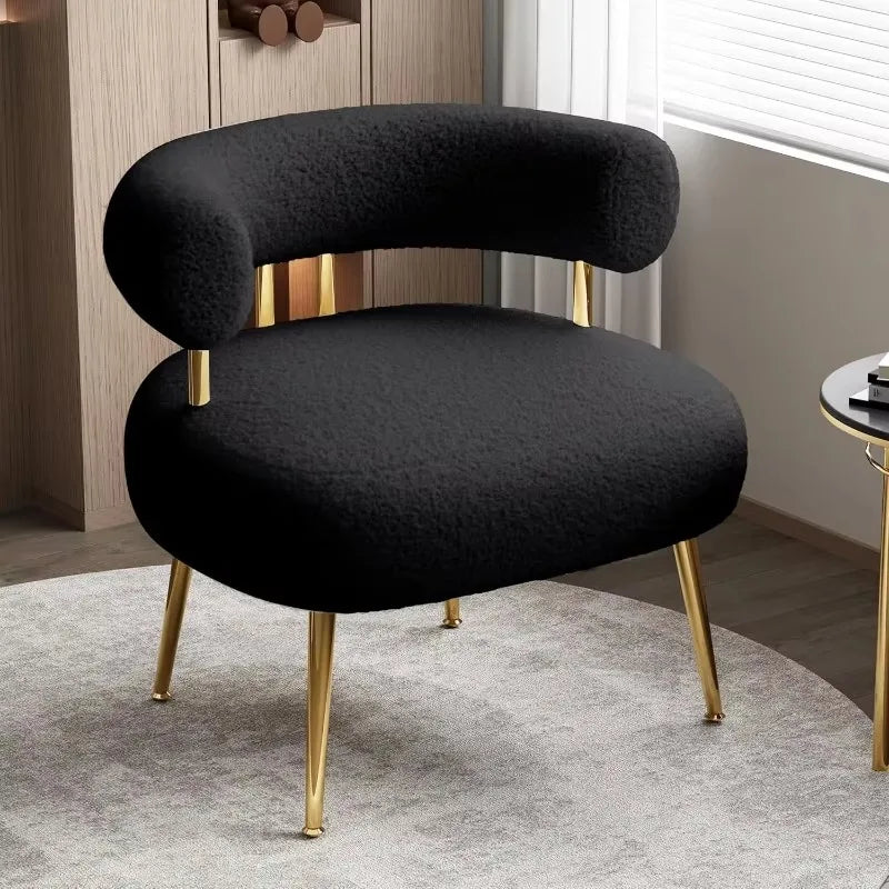 Round Upholstered Barrel Arm Chair for Small Spaces, for Living Room, Bedroom, Vanity, Office, Reading Nook(Black)