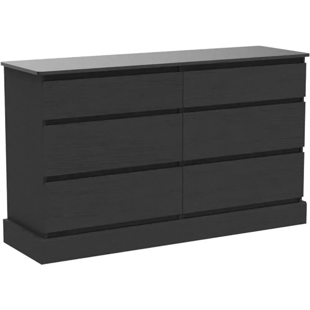 6 Drawer Dresser,Black Chest of Drawers,Storage Tower Clothes Organizer Closet,Double Dresser for Bedroom, Living Room, Entryway